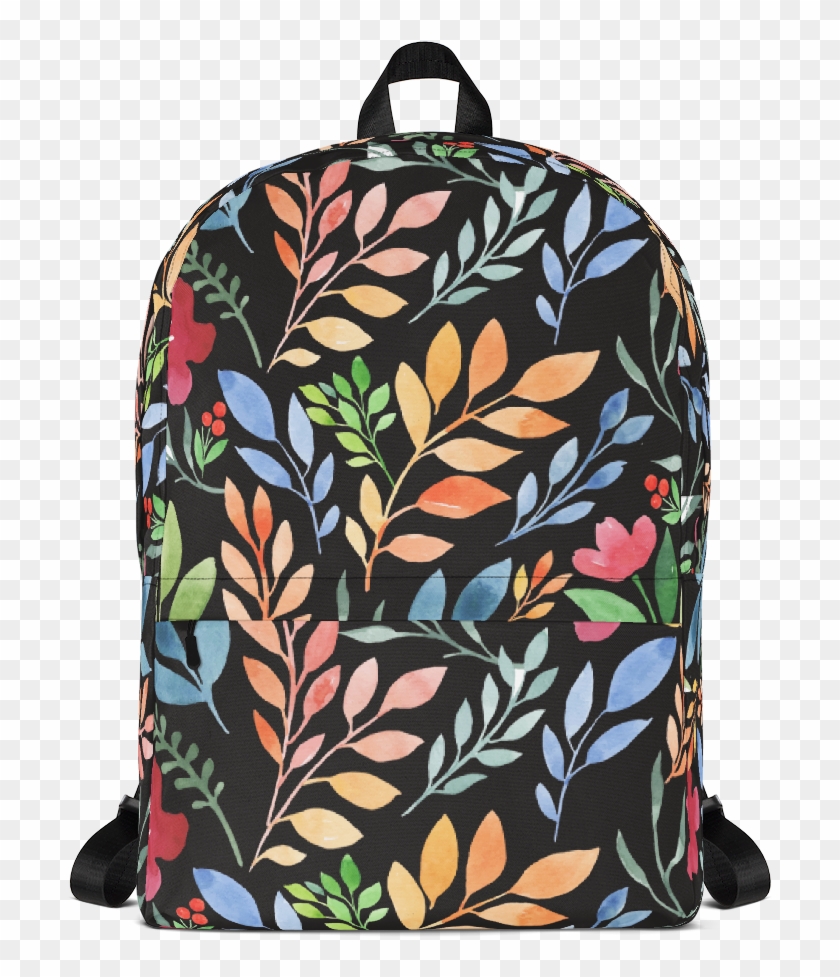 Watercolor Floral Print Backpack - Backpack Clipart