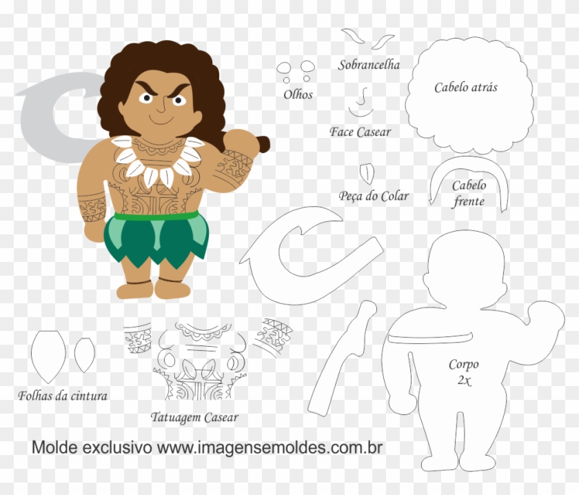 Molde Para Feltro - Molde Do Barco De Moana De Eva Clipart