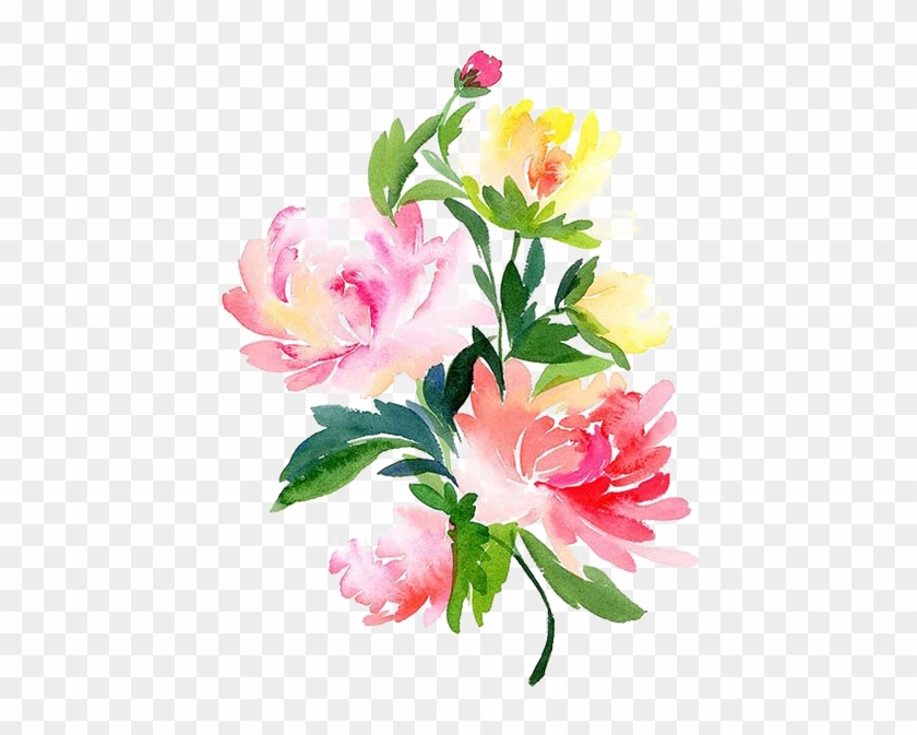 Peony Vector Watercolour Painting - Water Painted Flowers Png Clipart #5981497