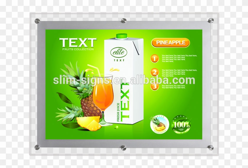 Crystal A1 A2 A3 A4 Acrylic Slim Led Poster Frame - Pineapple Juice Clipart #5982684