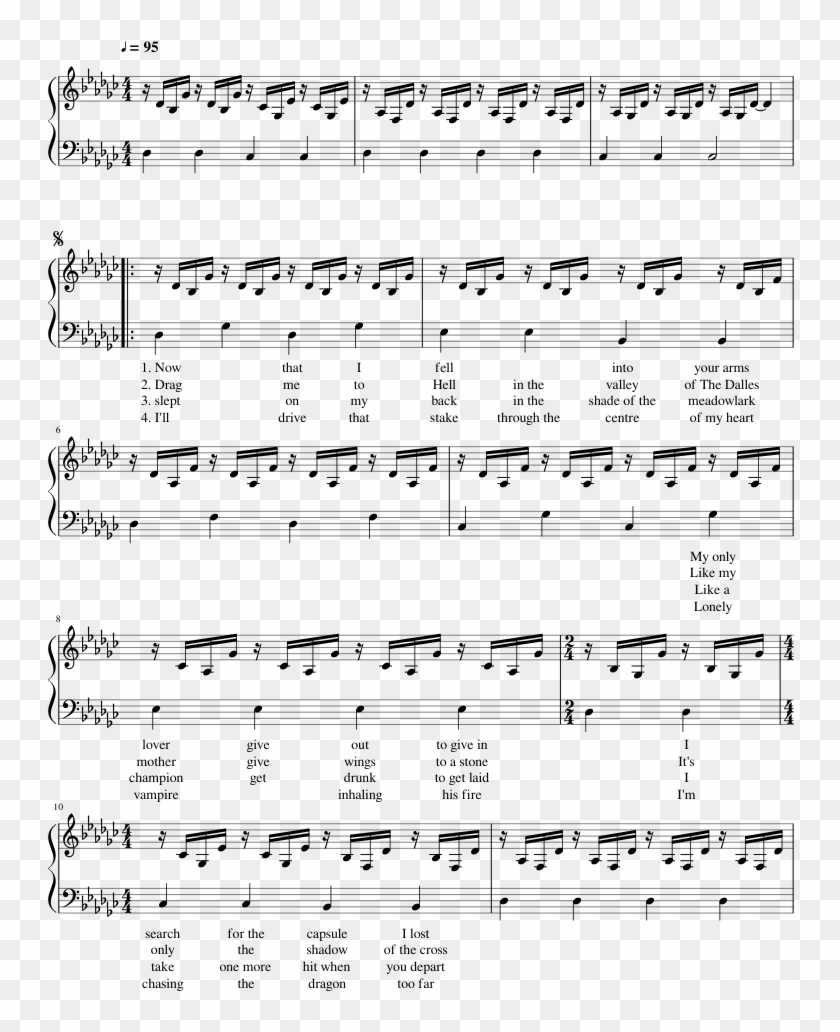 No Shade In The Shadow Of The Cross - Wild Horses Susan Boyle Piano Sheet Music Clipart #5983757