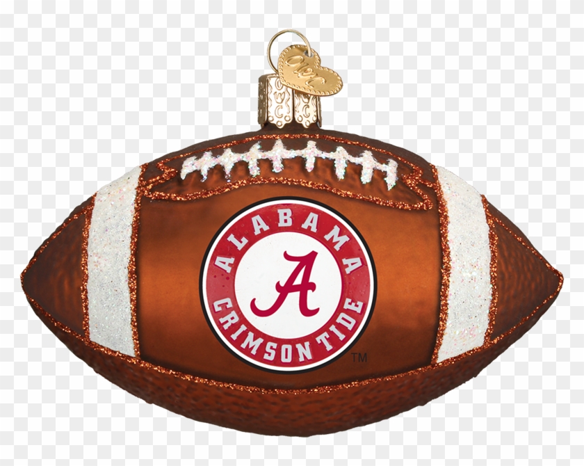 Alabama Crimson Tide Football Glass Christmas Ornament - Nike Vapor 24 7 Football Clipart