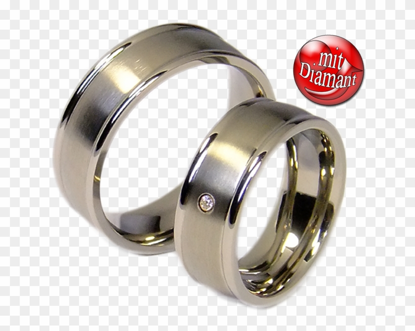 2 Wedding Rings Couple Rings Titanium Rings With Diamond - Titanium Ring Clipart #5987605