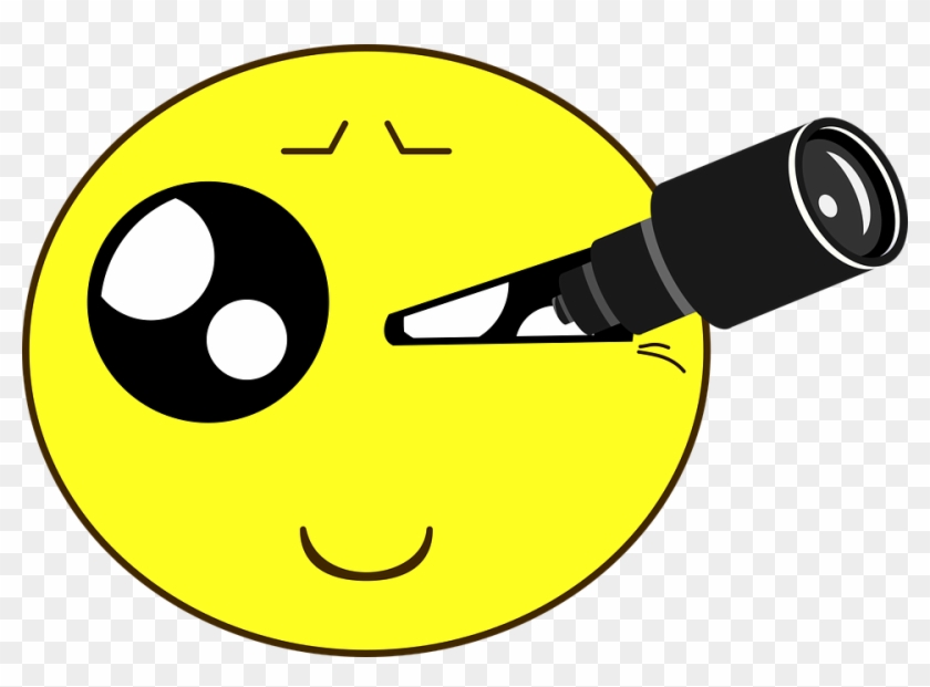 Spyglass Emoticon To Watch Observe Looking At - Telescope Animation Clipart