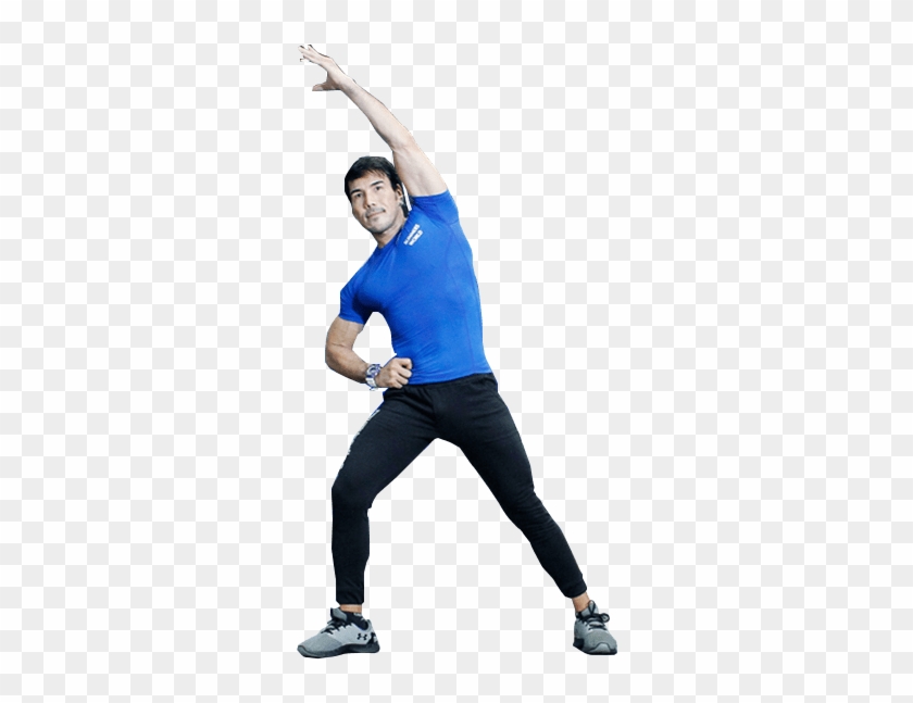 Slimmers World Male Aerobics Leader - Stretching Clipart