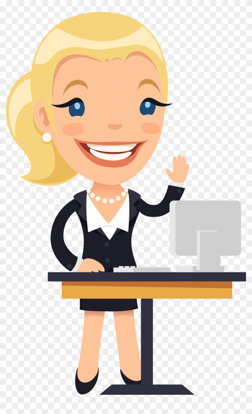 Cartoon Female Desk Illustration Foreign Companies - รูป การ์ตูน พนักงาน ออฟฟิศ Clipart #5994526