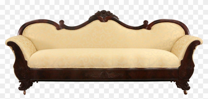 Empire 1840's Antique Mahogany Sofa, New Upholstery - 1840's Couch Clipart