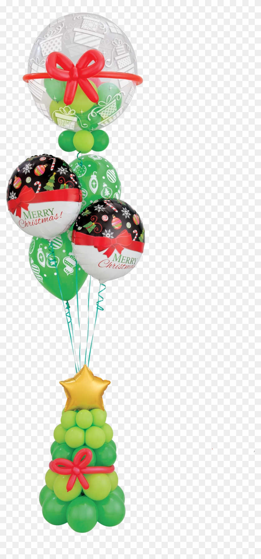 Merry Christmas Tree Balloon Bouquet - Balloon Clipart #5995341