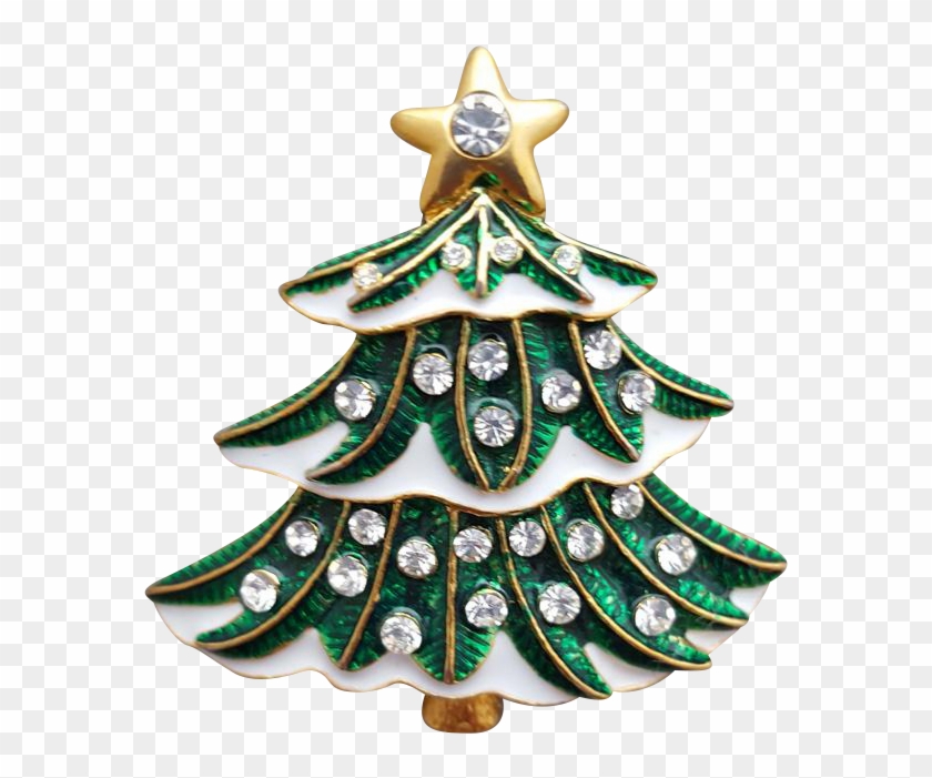 Delightful Christmas Tree Brooch In Green Enamel, With - Christmas Ornament Clipart #5995544