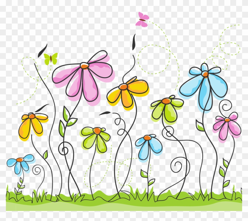 手绘线条花朵黄色 - Malované Přání K Narozeninám Clipart