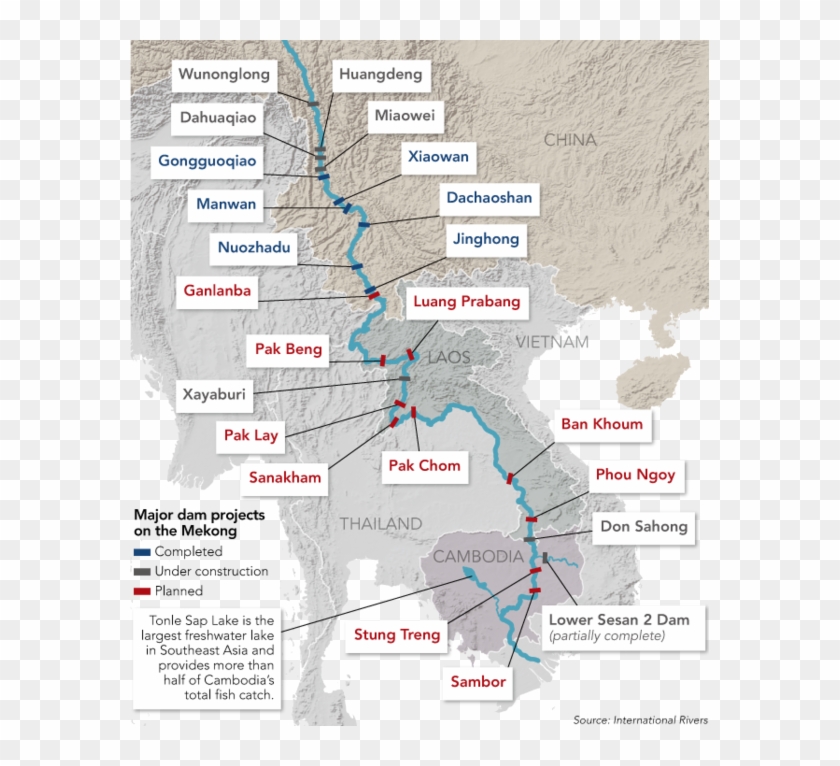 Mekong Dams Map Source - Chinese Investment In Dams In Laos Clipart #5996988