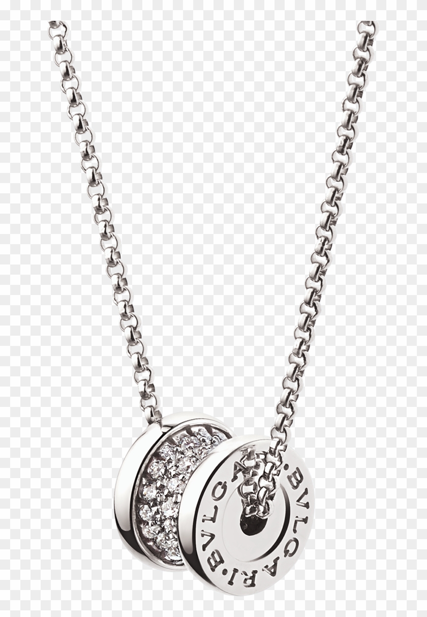 Zero1 18 Kt White Gold Necklace With Round Pendant - B Zero1 Bvlgari Necklace Clipart #5997354