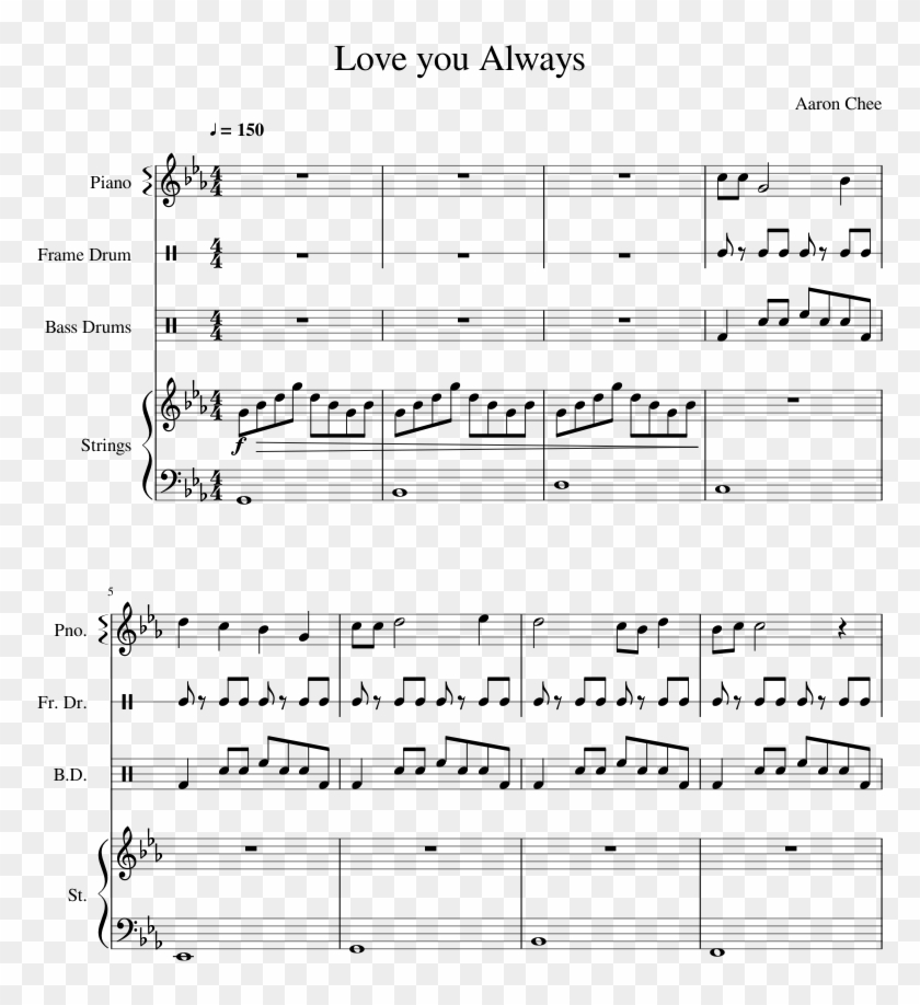 Love You Always Sheet Music For Piano, Percussion, - Piano Piano Solo The Way You Look Tonight Sheet Music Clipart #5998163