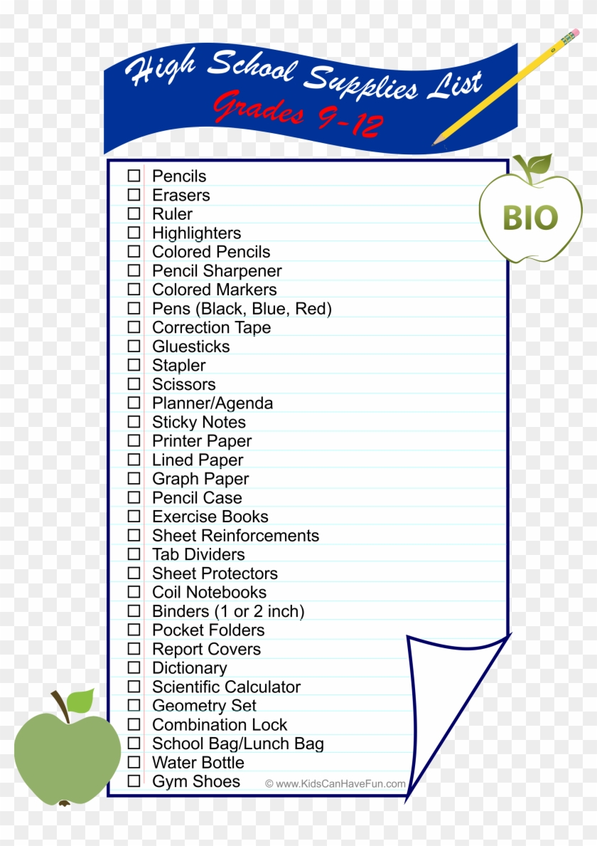 High School Supplies List Is All You Need To Get Students - Meridian Middle School Clipart
