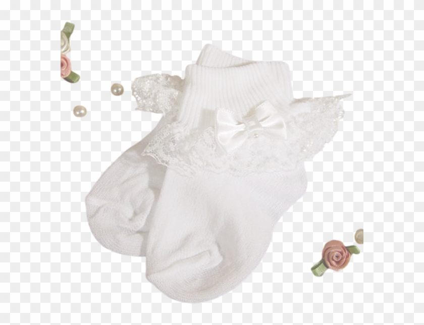 Lace, Satin & Pearls White Nylon Dress Socks Baby Girls - Socks With Lace Clipart #61020