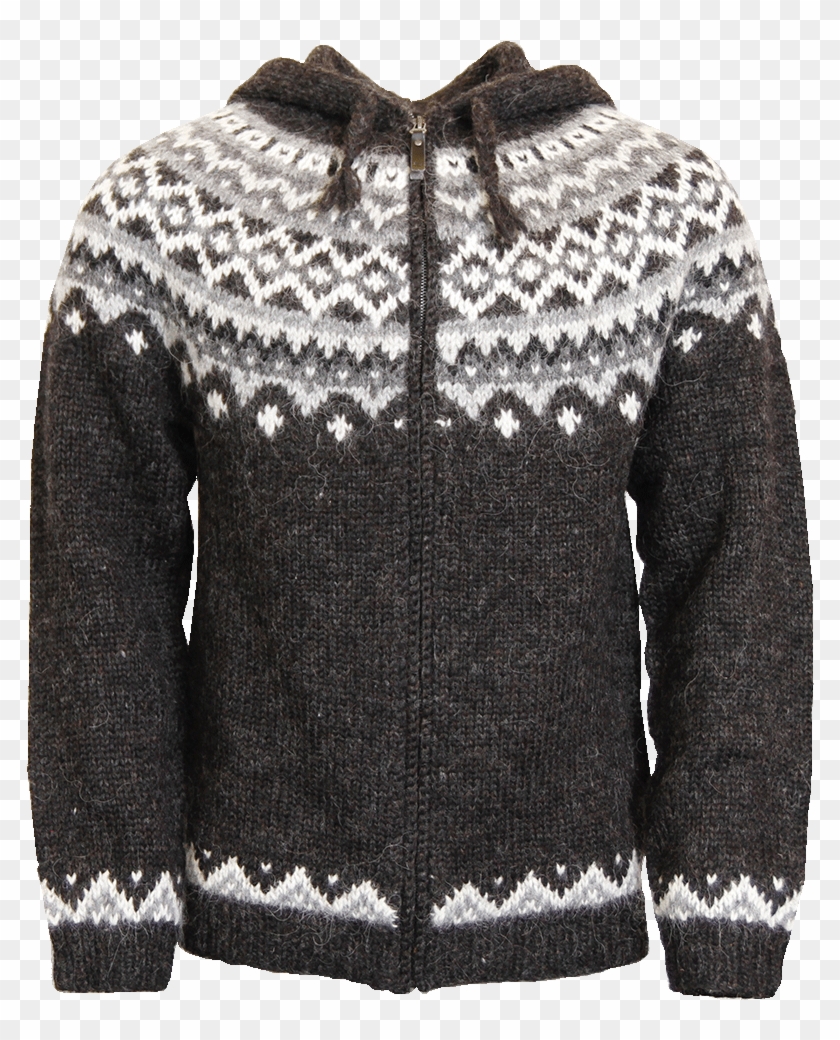Skjöldur Icelandic Wool Sweater Zip & Hood - Designs For Hand Knitted Sweaters Clipart