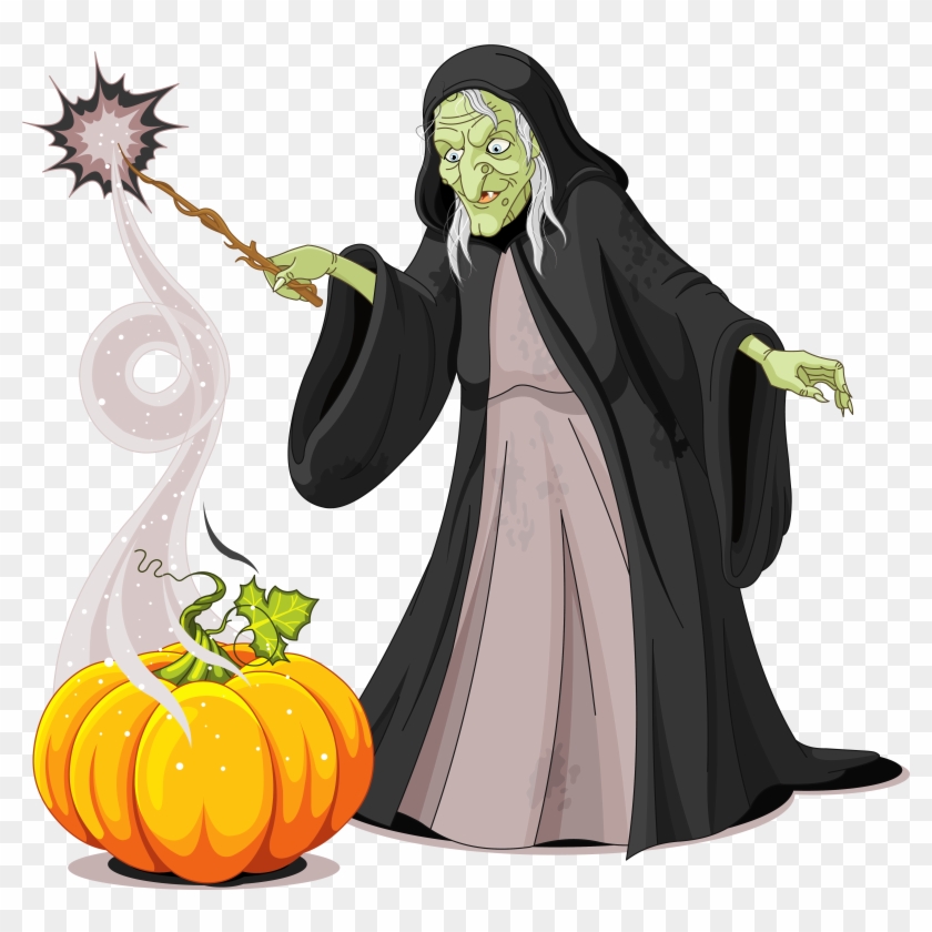 Free Png Download Halloween Creepy Witch Png Images - Witch With A Wand Clipart #61398
