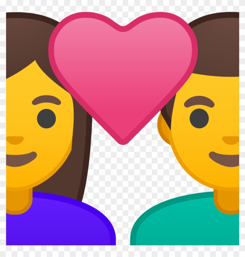 Couple With Heart Woman Man Icon - Emoji Boy And Girl With Heart Clipart