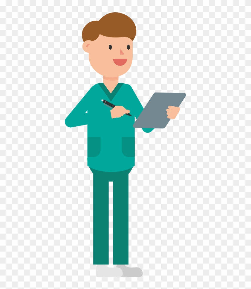Open - Cartoon Nurse With Clipboard - Png Download