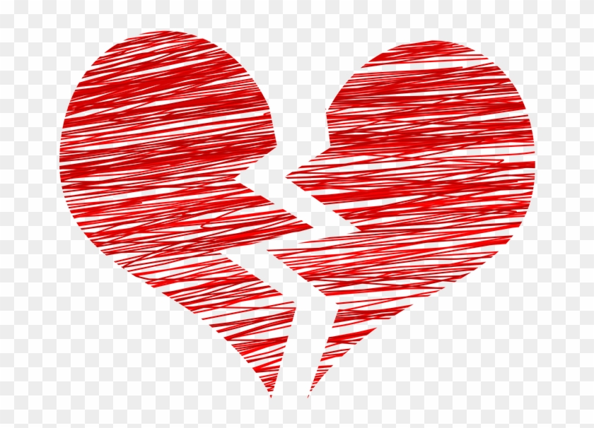 Breakup Heart Sketch - Broken Heart Transparent Background Clipart