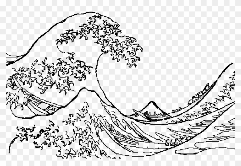 1000 X 700 18 - Great Wave Line Art Clipart