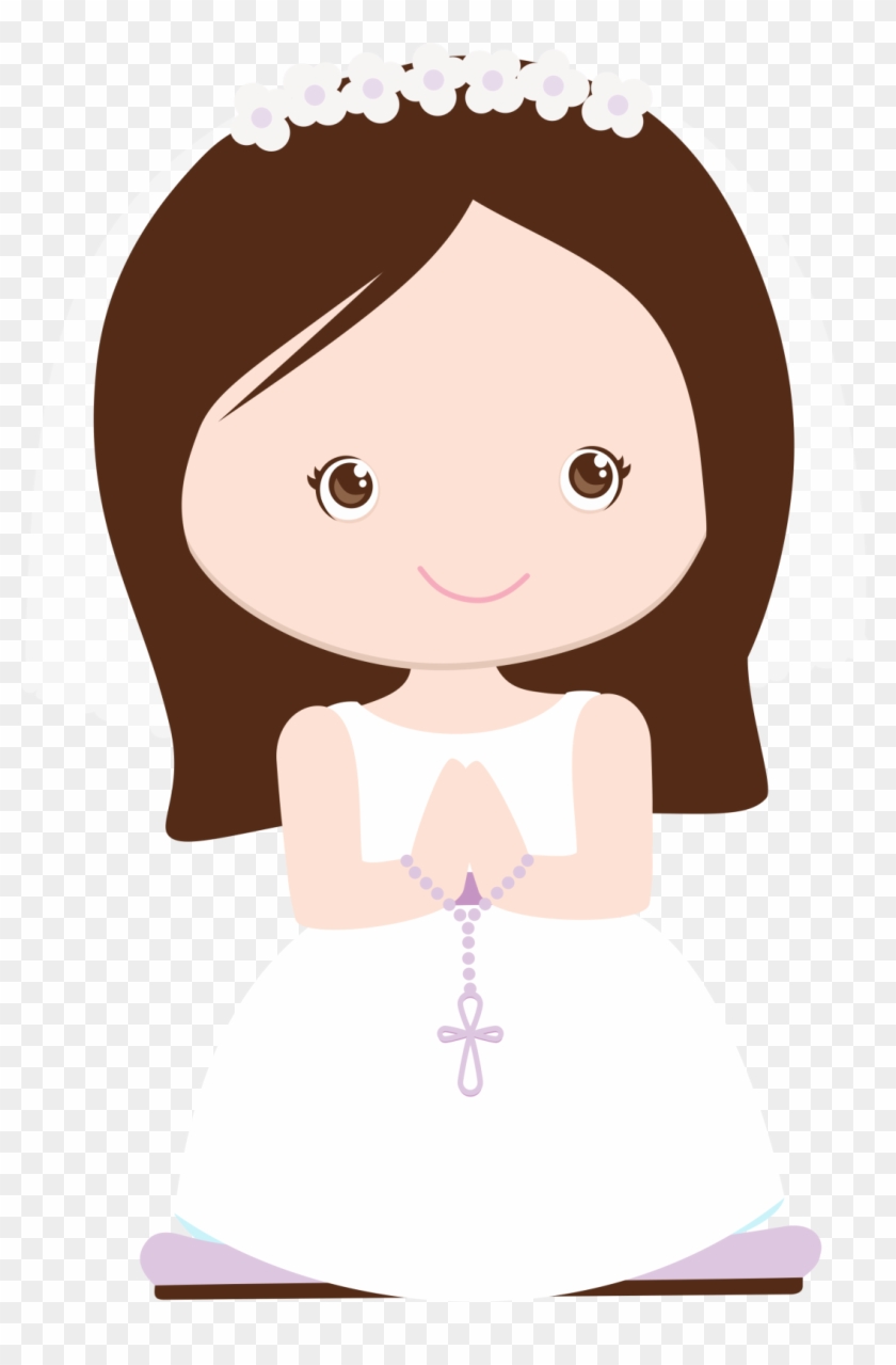 Clipart Communion Girl Png Wave Hair Menina Primeira Comunhao