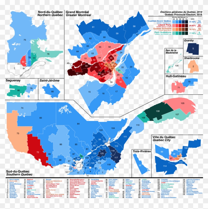 Revamped Nafta Deal, Renamed Usmca, Will 'rebalance' - Quebec Election Results Map Clipart