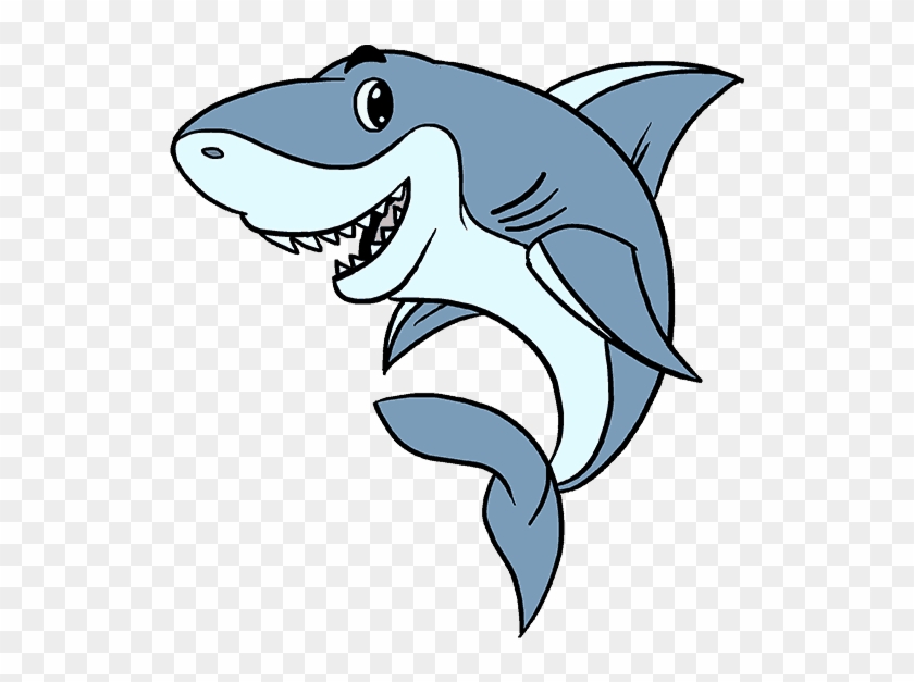 How To Draw A Cartoon Shark Easy Step By Drawing Guides - Cartoon Great White Shark Png Clipart #67542