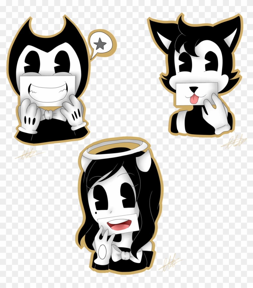 Cartoon Trio Posing With Cute Mouth Expressions Drawing Clipart