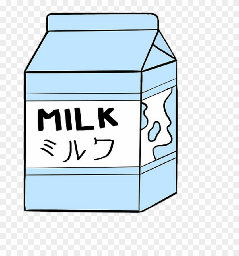 Blue Girls Kawaii Cute Tumblr Dreams Milk Cookies Girl - Milk Carton Drawing Aesthetic Clipart