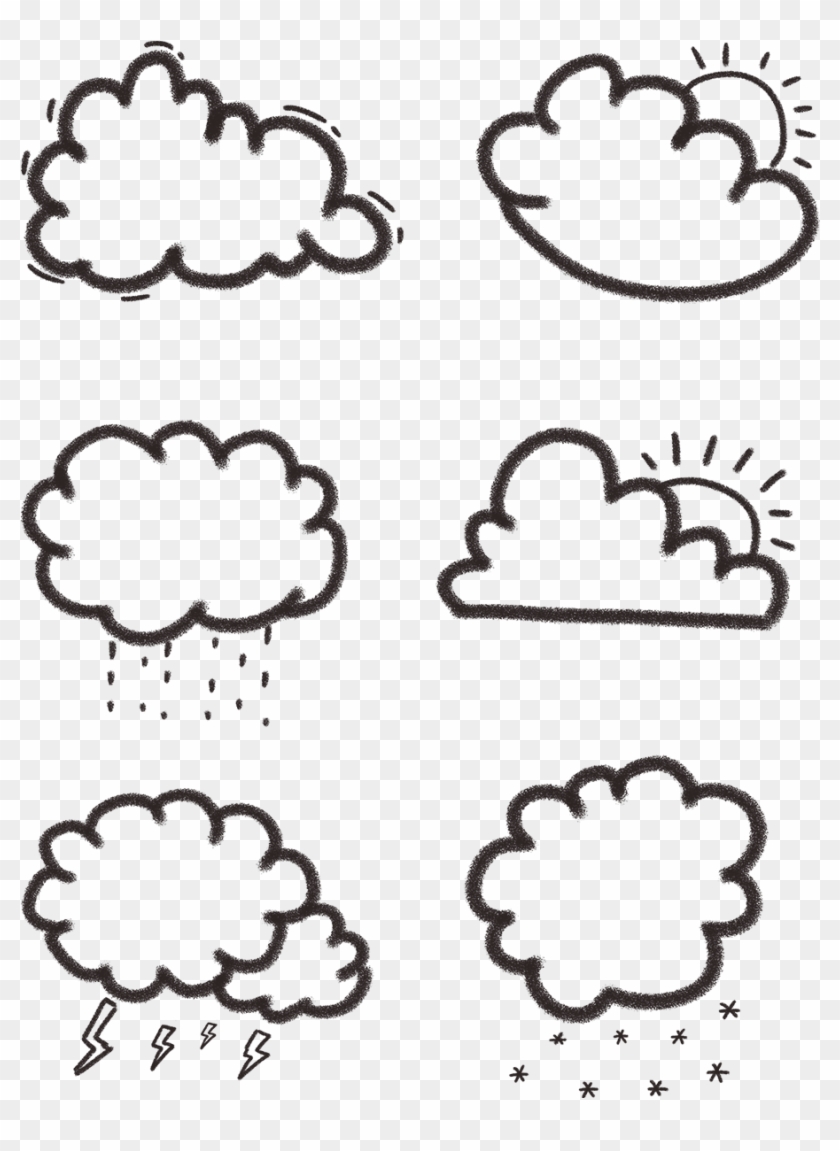 Nubes Blancas Pintadas A Mano Colección De Elemento - Cloud Clipart #68319