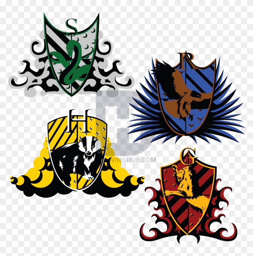 The Hogwarts Crests - Harry Potter Houses Vector Clipart #68722