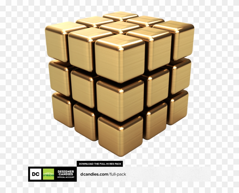 Banner Stock Cube Transparent Gold - Gold Rubix Cube Png Clipart #68791