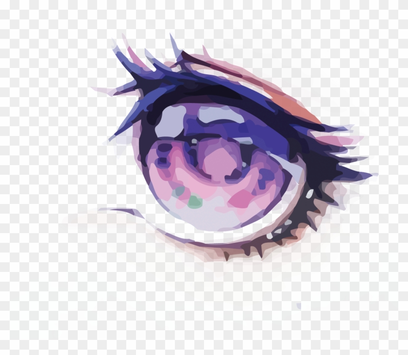 Eye Watercolor Painting - Pink Anime Eye Transparent Clipart