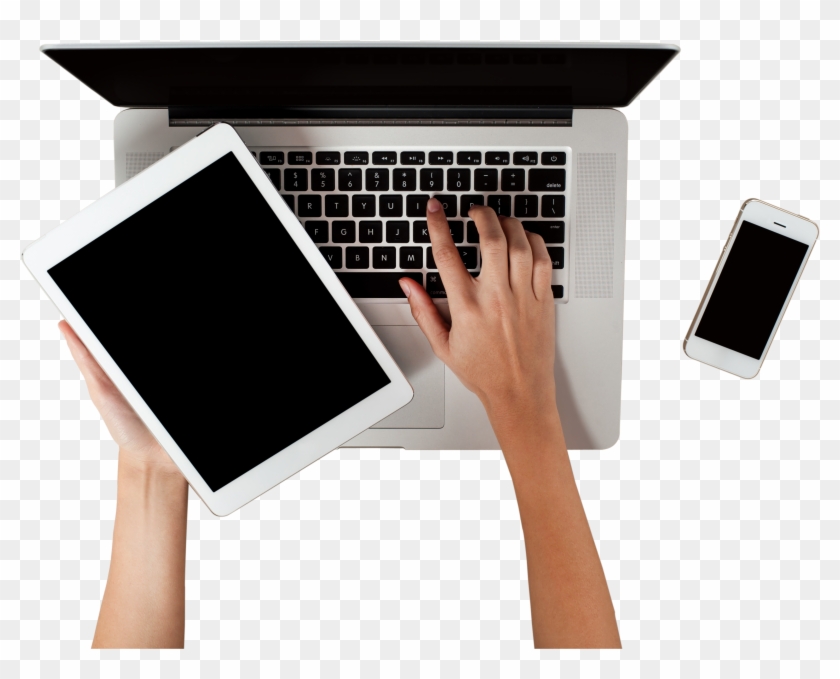 Laptop - Hand And Laptop Png Clipart