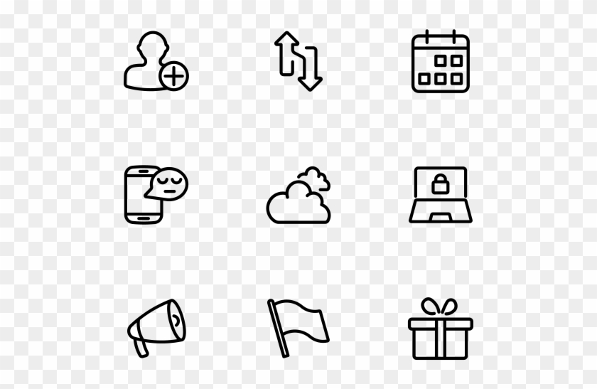 50 Icons - Line Art Clipart