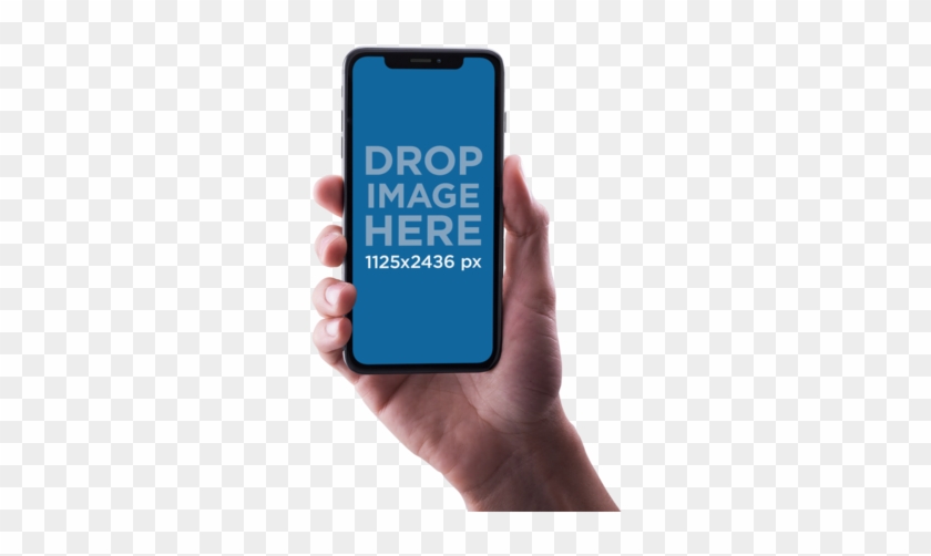 Male Hand Holding A Black Iphone X Mockup Against A - Iphone X Hand Png Clipart