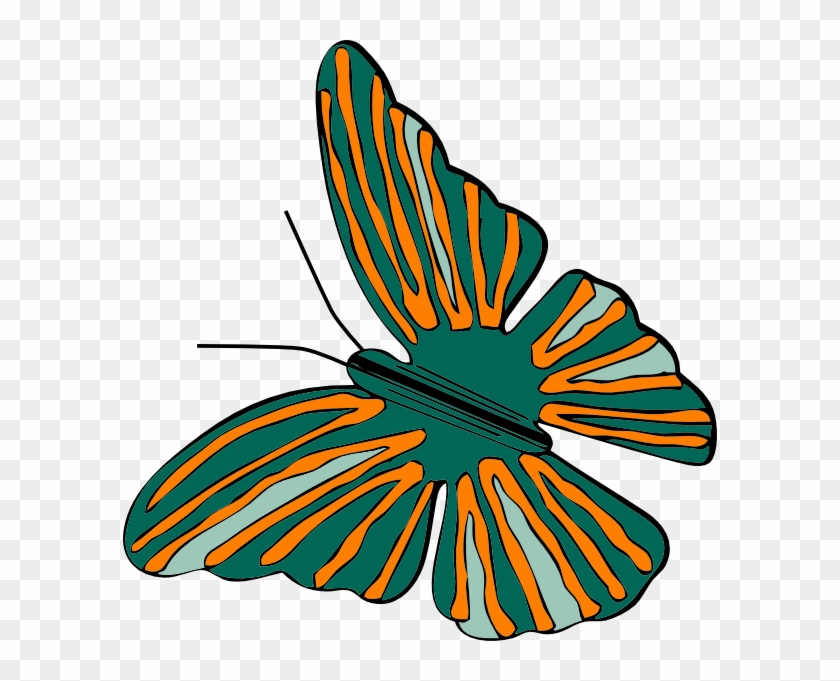 Green And Orange Butterfly Svg Clip Arts 594 X 601 - Png Download #607287