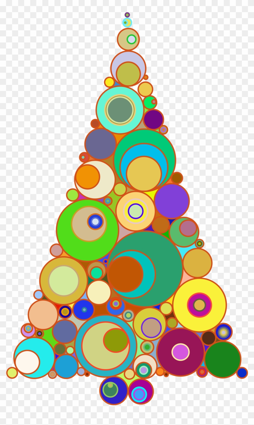 Colorful Abstract Circles Christmas Tree Graphic Free - Abstract Christmas Tree Clipart - Png Download