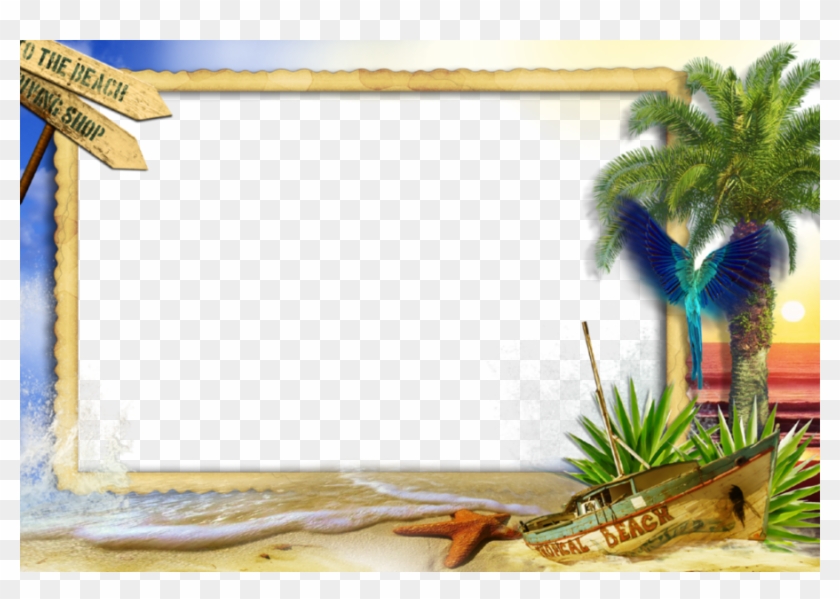 Clip Black And White Stock - Beach Photo Frame Png Transparent Png #608922