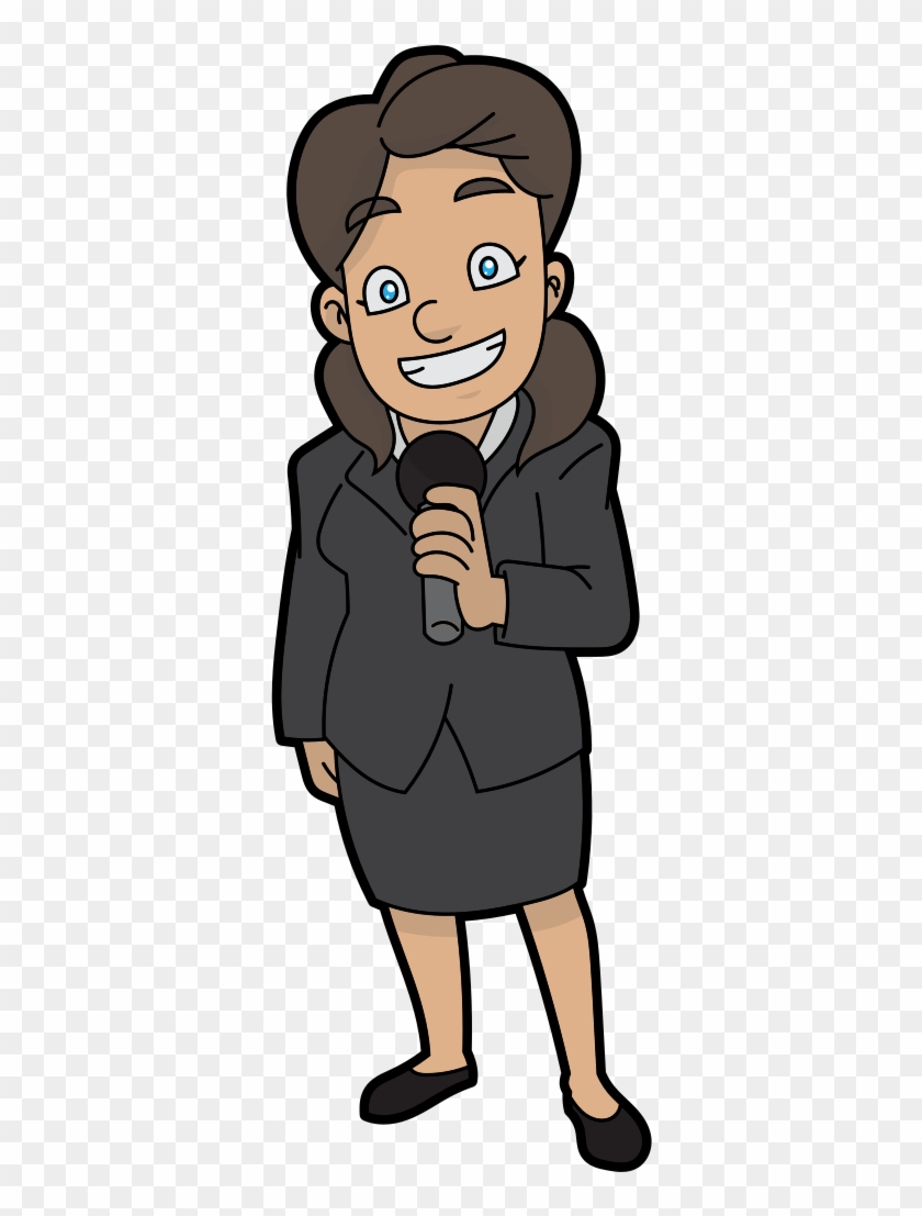 A Happy Cartoon Woman Doing A Business Talk - Cartoon Clipart