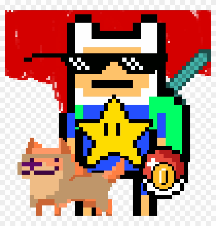 Mlg Finn And Pet Doge With Blood Background - Cartoon Clipart #6000792
