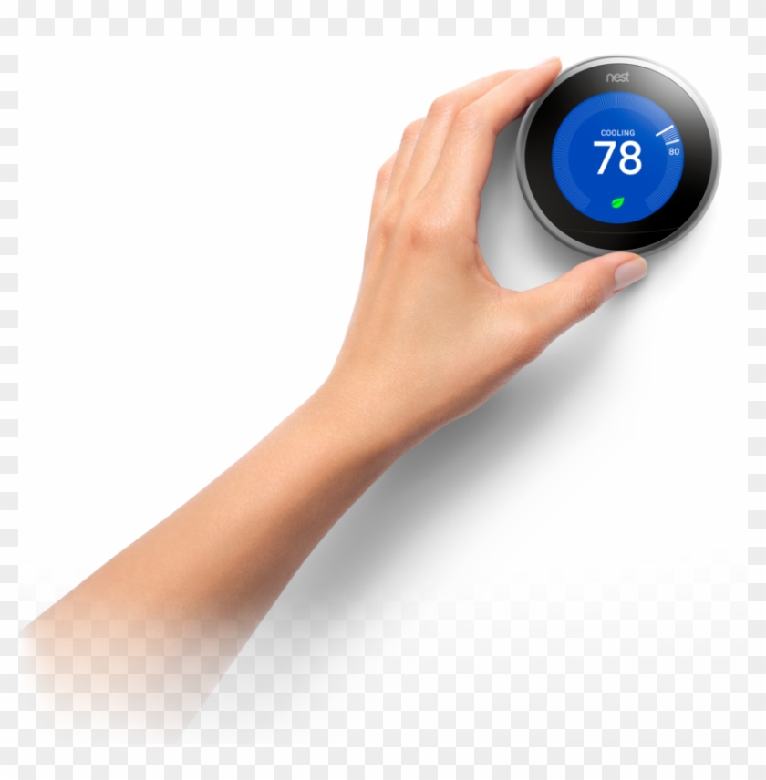 You'll See The Leaf When You Choose A Temperature That - Transparent Nest Thermostat With Hand Clipart