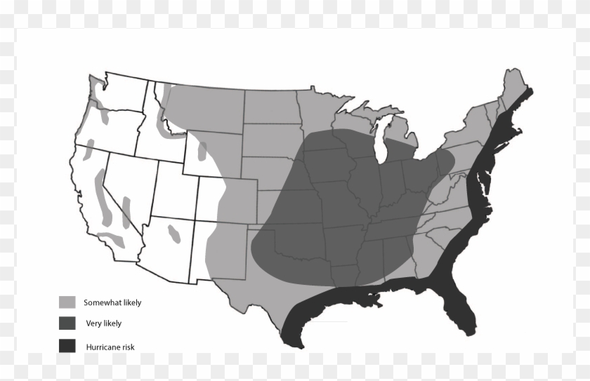 Areas Prone To Wind Damage - Map Clipart