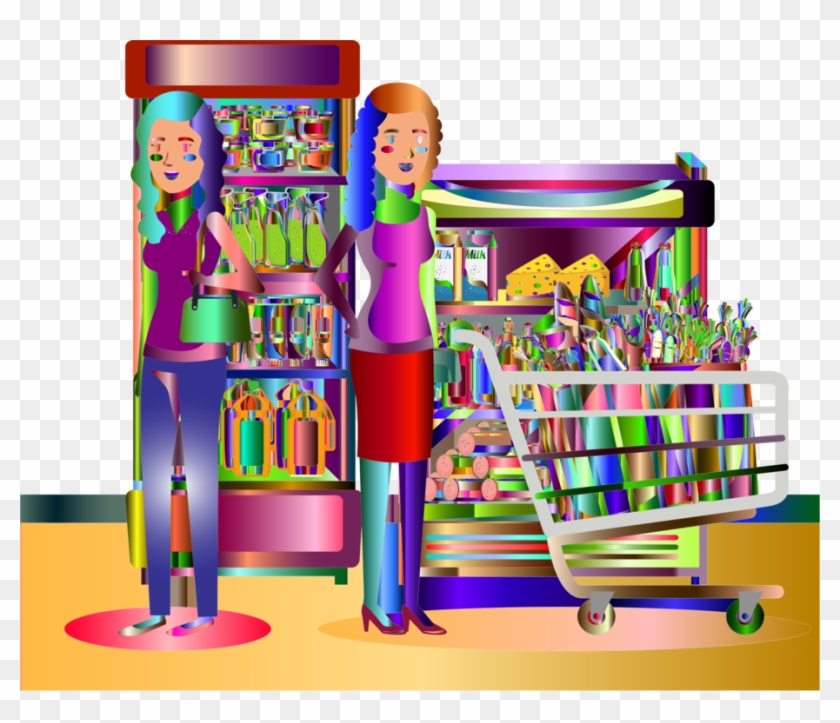 Grocery Store Supermarket Health Food Shopping - Illustration Clipart