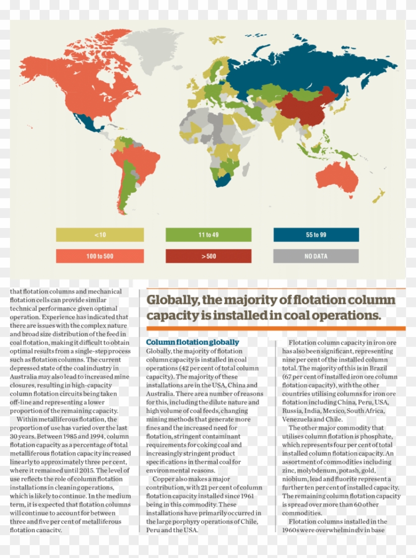 Flotation Columns Installed Around The World - World Map Clipart #6004884