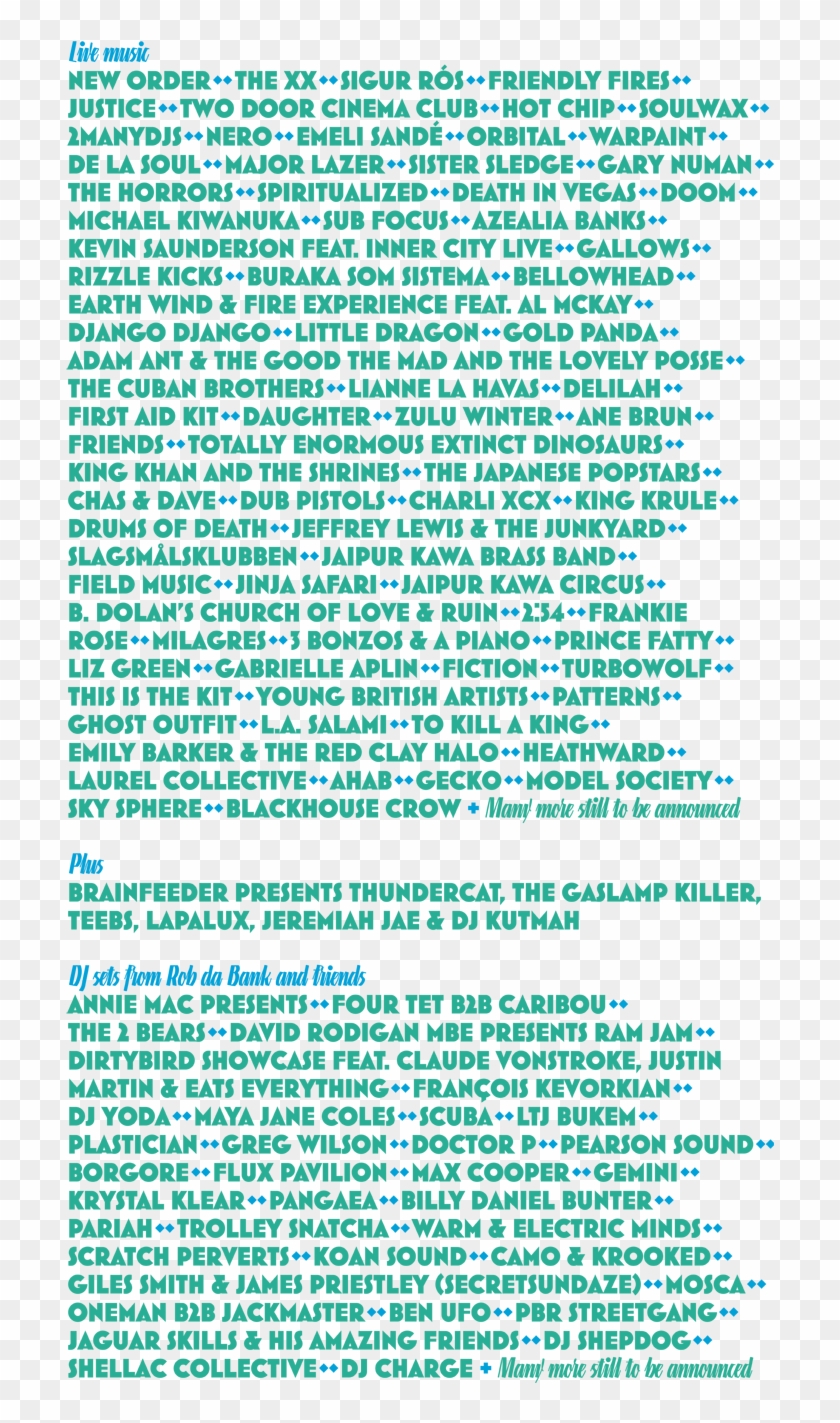Bestival Line-up Is Ridiculous This Year Four Tet, - Bestival 2012 Line Up Clipart #6005995