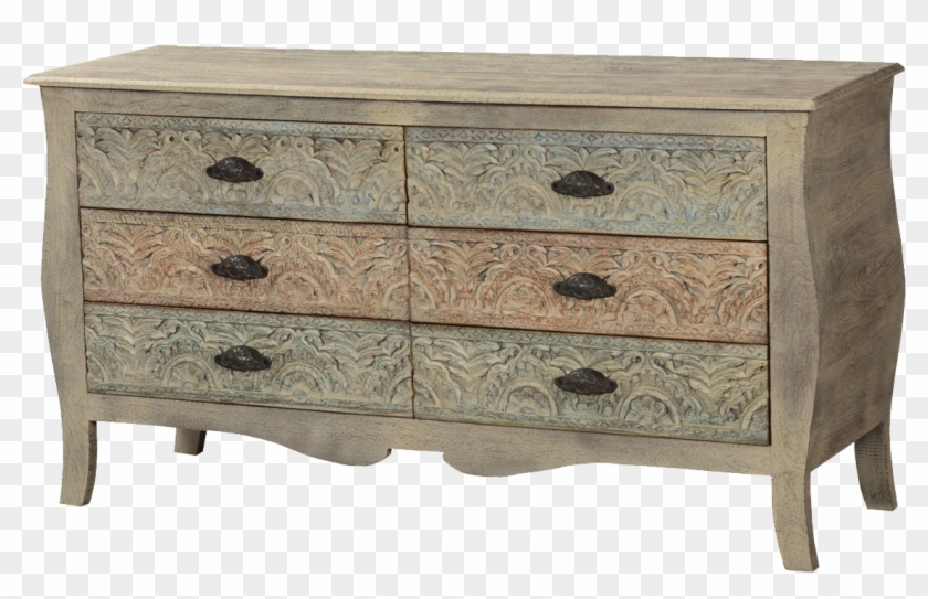 French Provincial Mango Wood Bombe Chest Of Drawers - Chest Of Drawers Clipart