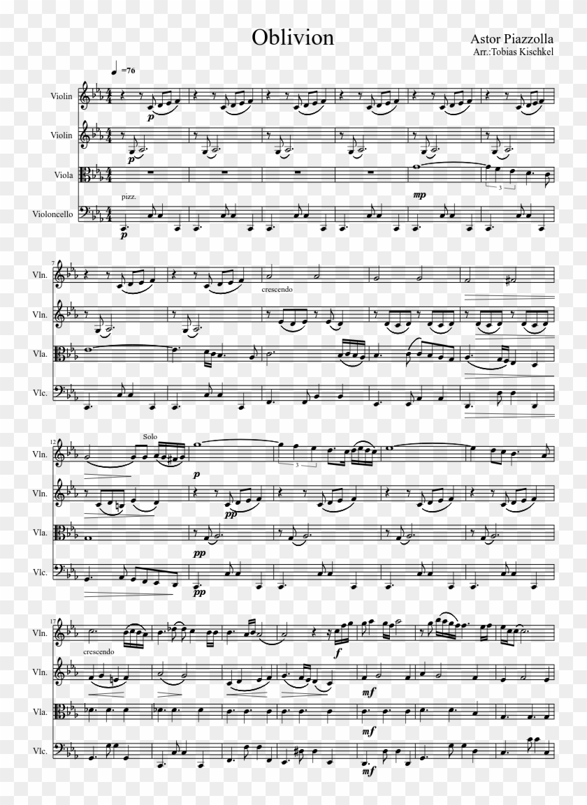 Oblivion Sheet Music Composed By Astor Piazzolla 1 - Pie Jesu Music Sheets Clipart