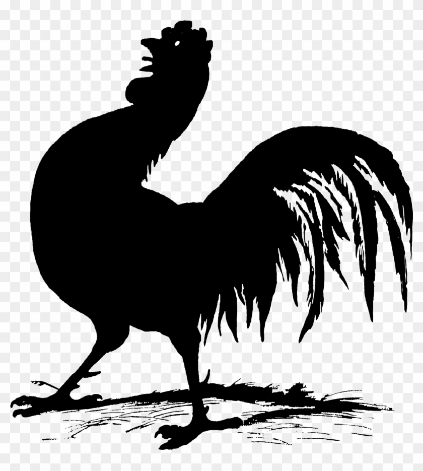 1424 Rooster Silhouette Free Vintage Clip Art - Rooster - Png Download